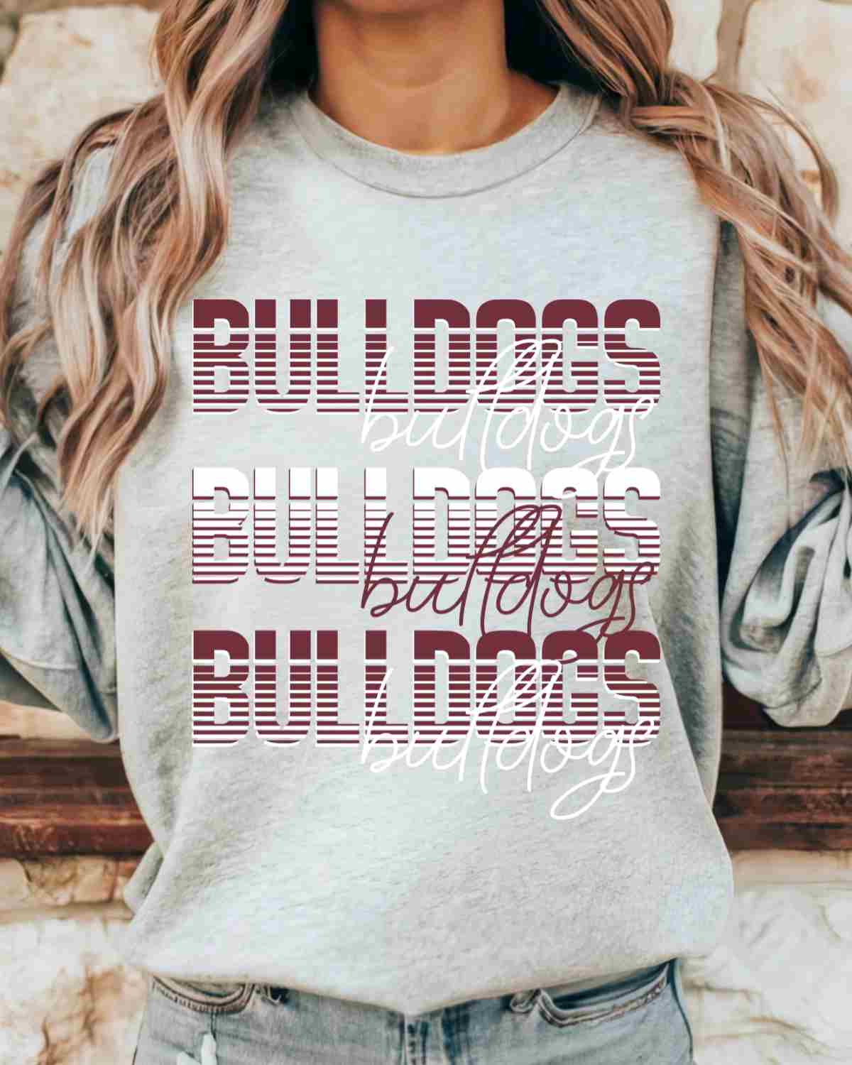 Bulldogs Sliced Letters Repeating DTF Transfer