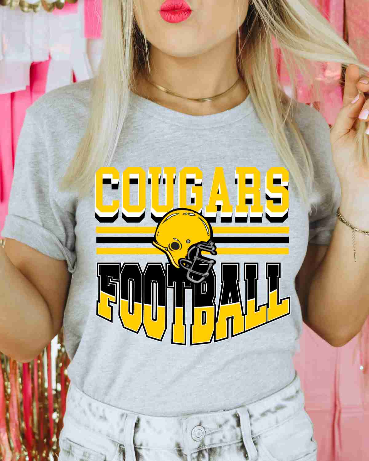 Cougars Football Helmet in Middle DTF Transfer