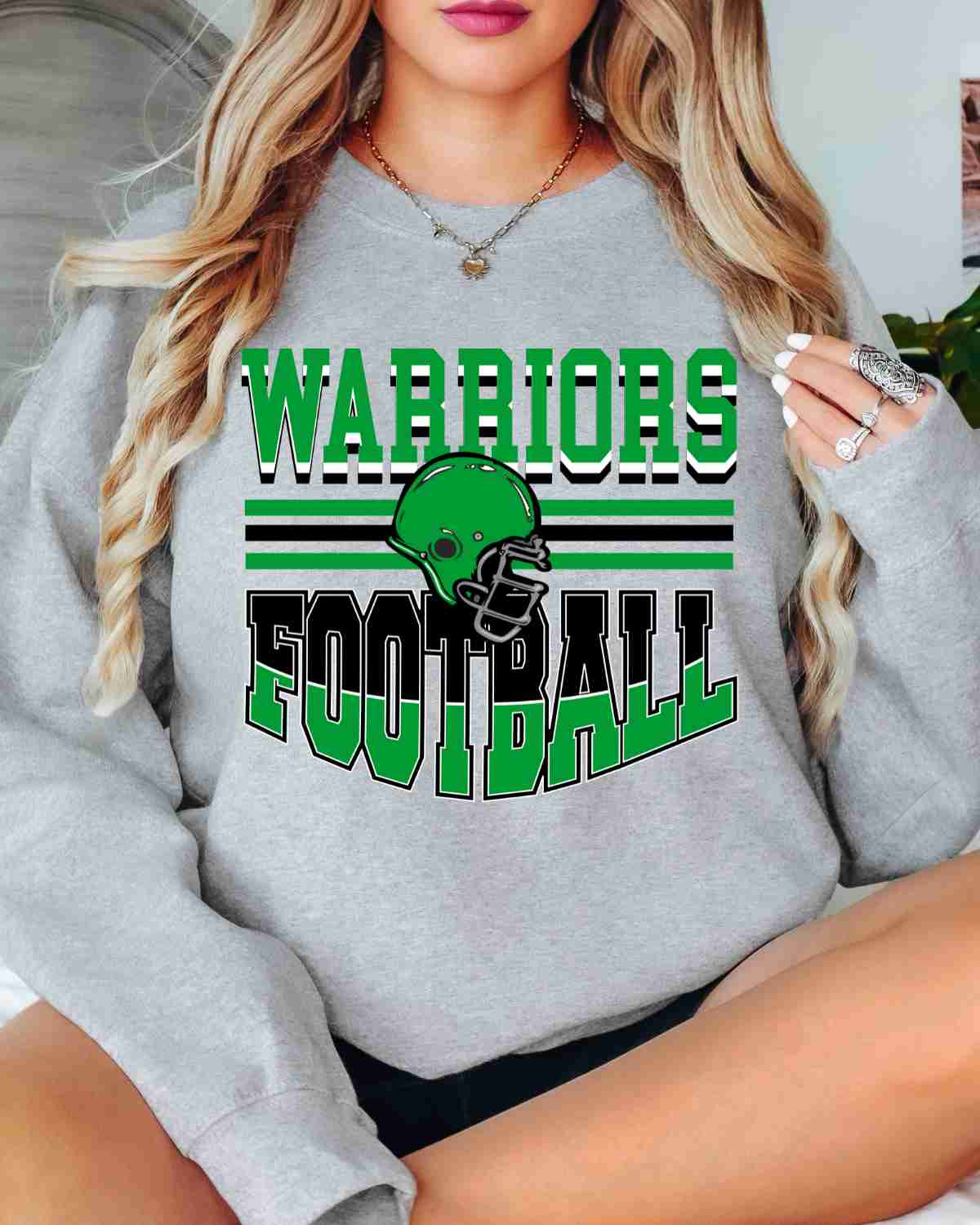 Warriors Football Helmet in Middle DTF Transfer