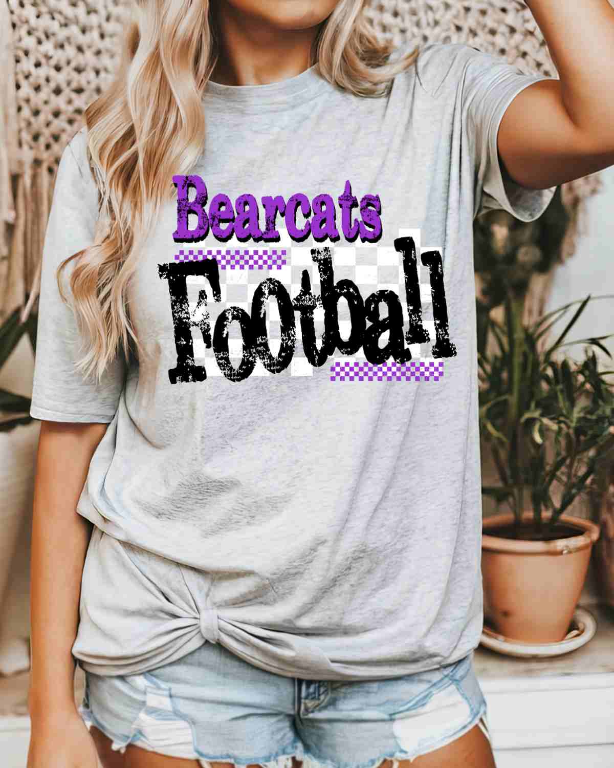 Bearcats Football Checkered Grunge DTF Transfer