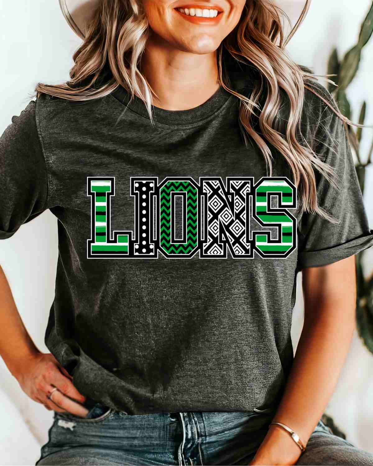 Lions Patterned Word DTF Transfer