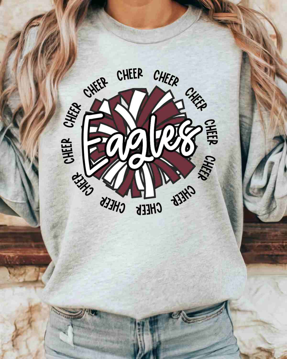 Eagles Cheer Pom Circle DTF Transfer