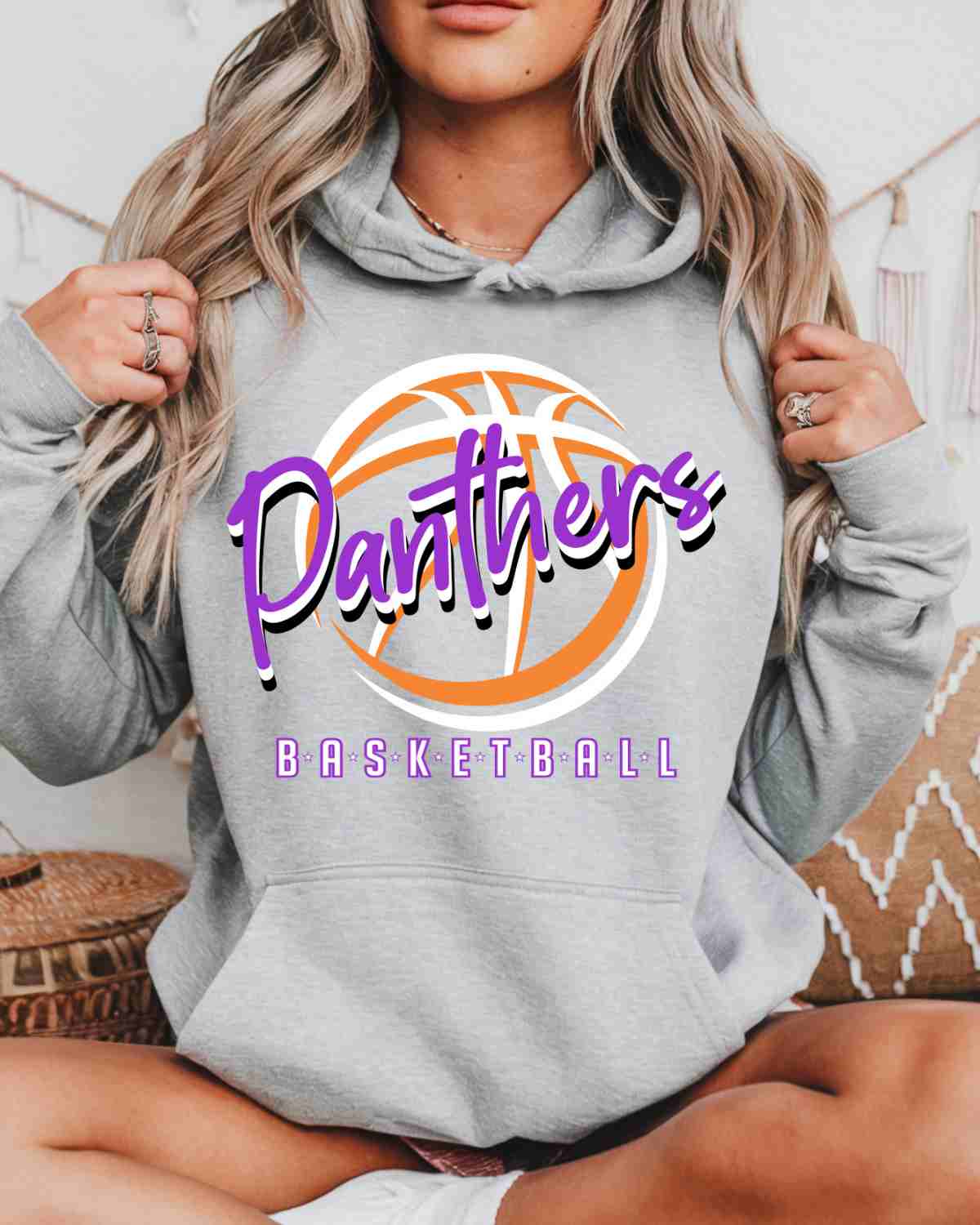 Panthers Basketball Outline Ball DTF Transfer
