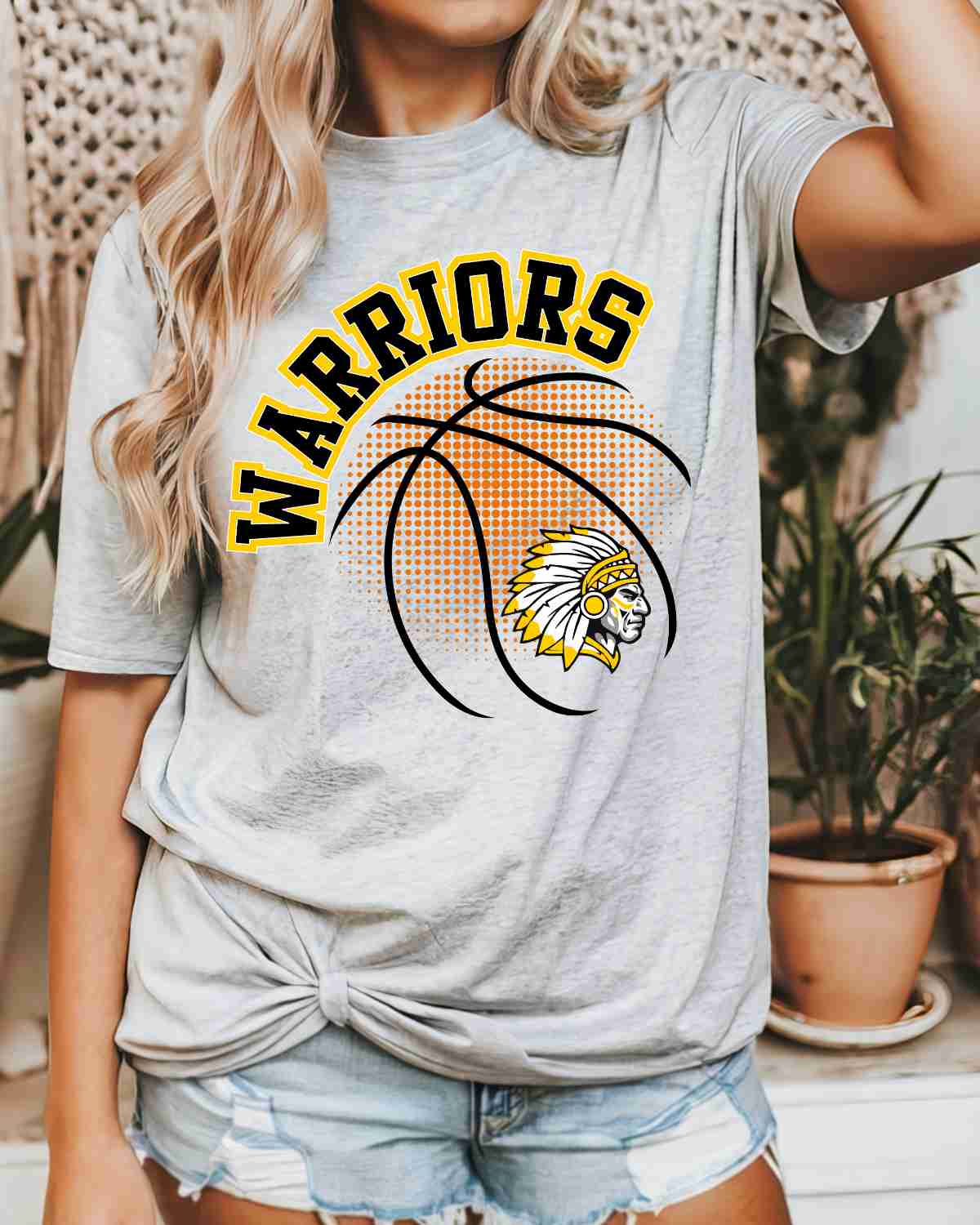 Warriors Basketball Halftone DTF Transfer