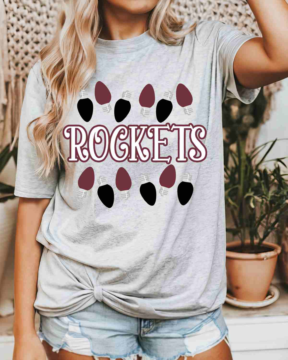 Rockets Christmas Lights DTF Transfer