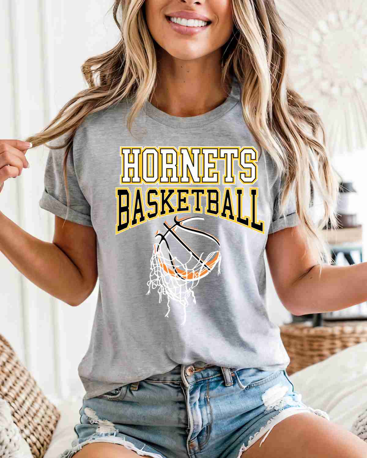 Hornets Basketball Hanging Net DTF Transfer