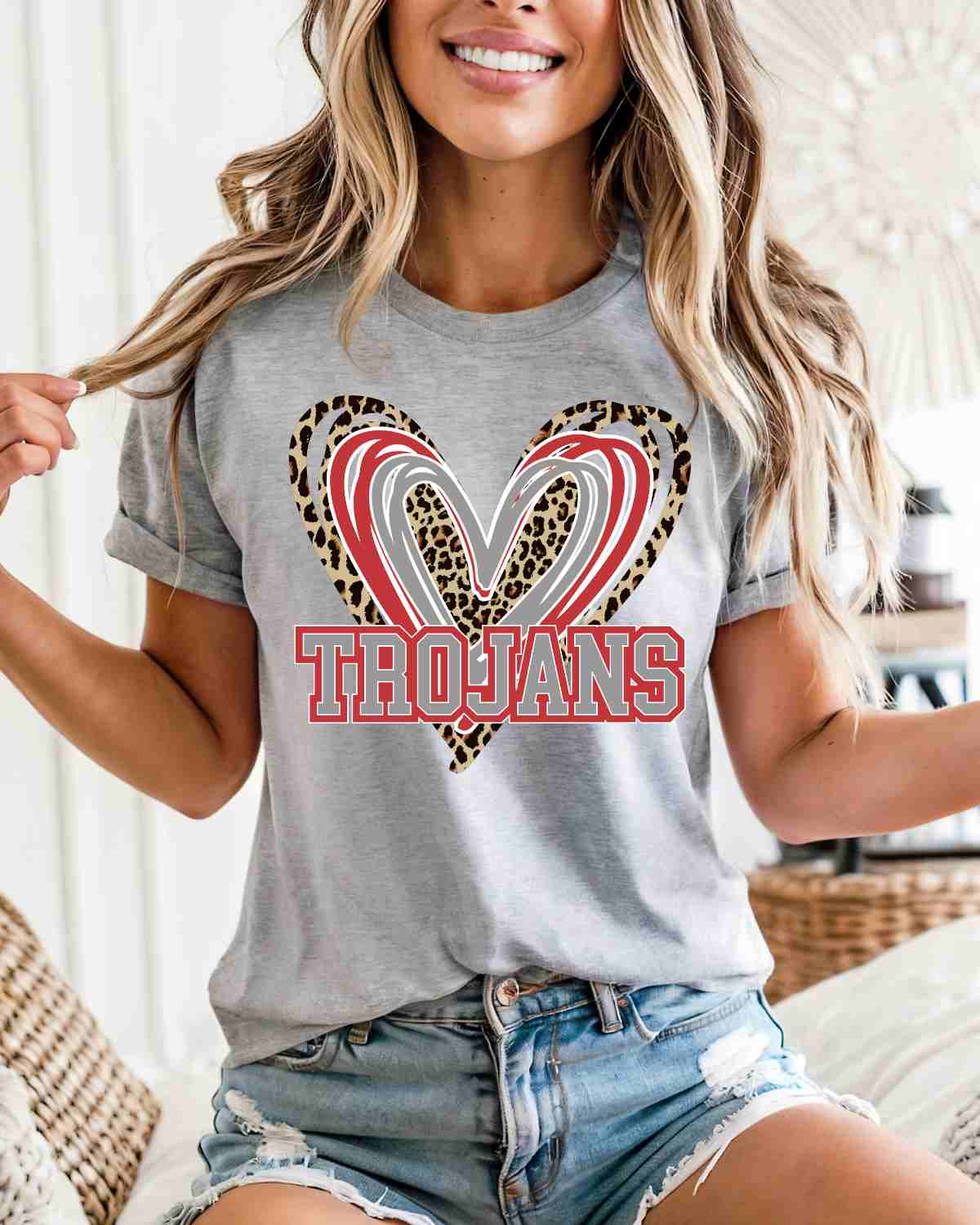 Trojans Triple Heart DTF Transfer