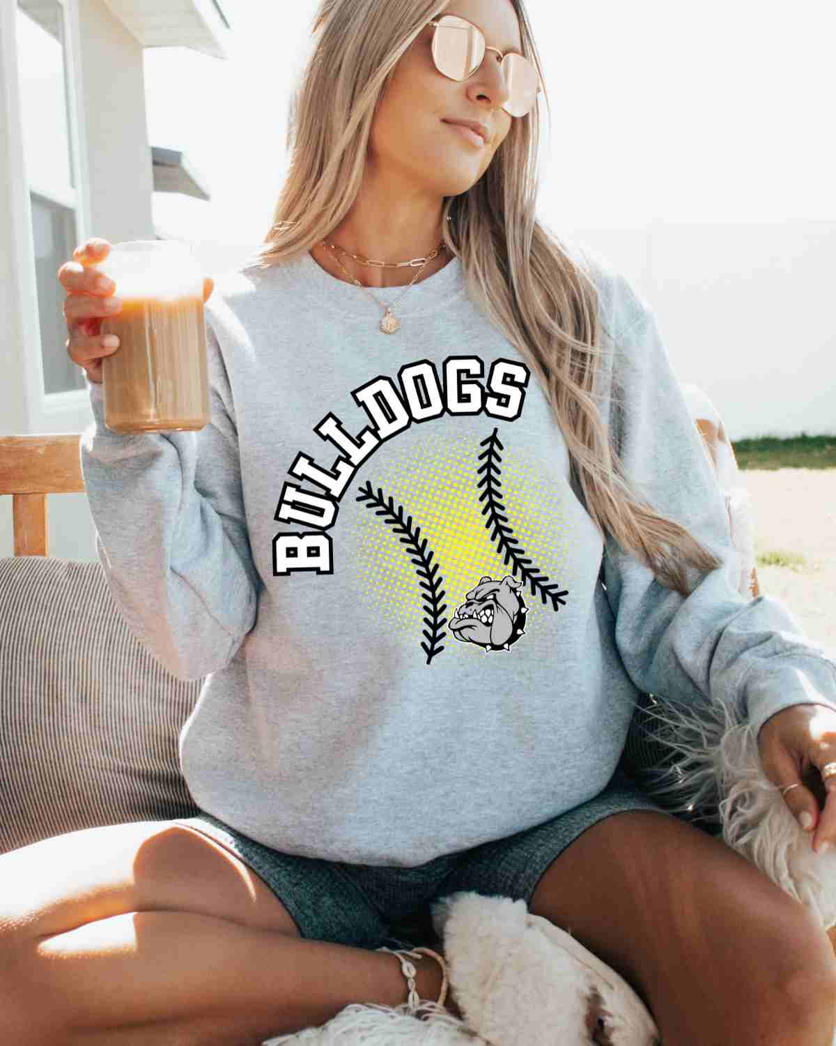 Bulldogs Softball Halftone Ball DTF Transfer - Rustic Grace Heat Transfer Company