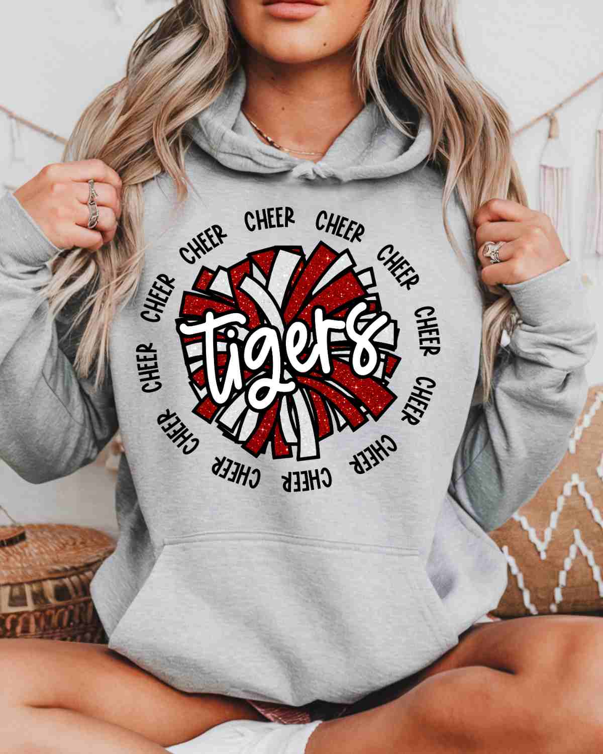 Tigers Cheer Circle DTF Transfer - Rustic Grace Heat Transfer Company