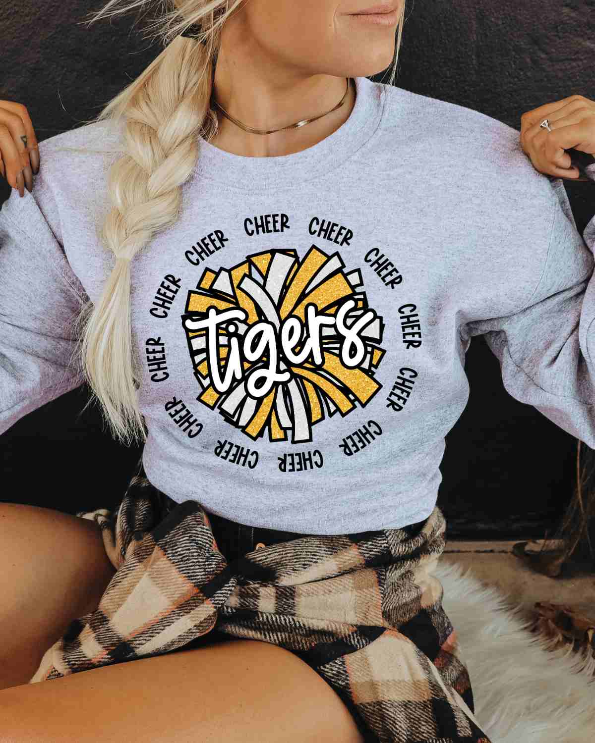 Tigers Cheer Circle DTF Transfer - Rustic Grace Heat Transfer Company