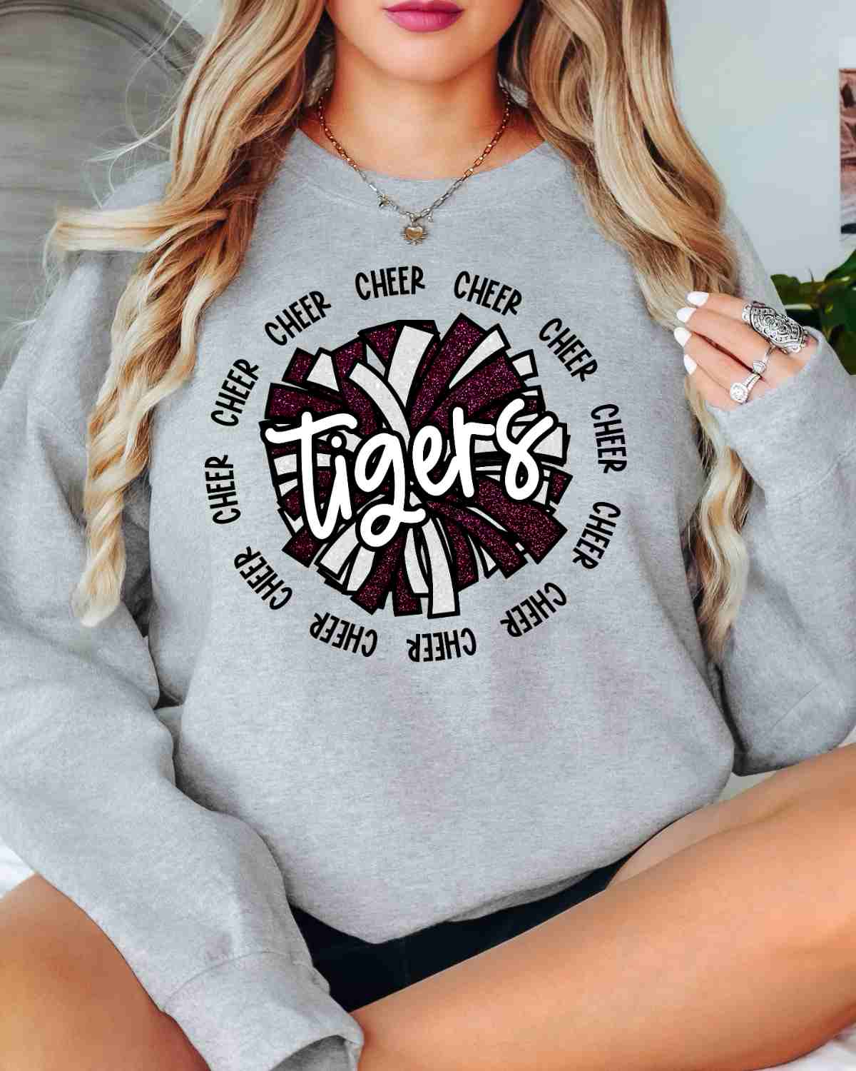 Tigers Cheer Circle DTF Transfer - Rustic Grace Heat Transfer Company