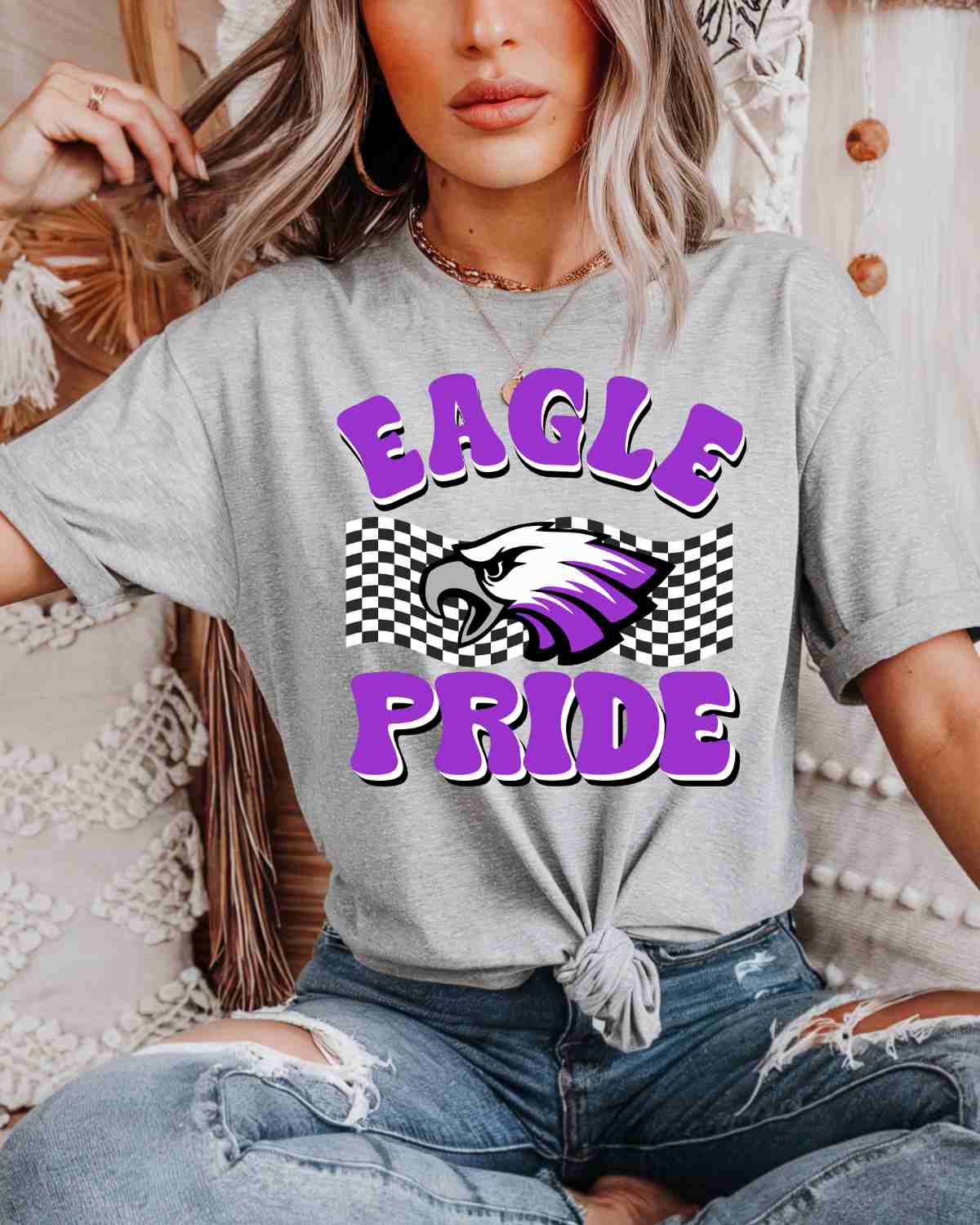 Eagle Pride Checkered Banner DTF Transfer
