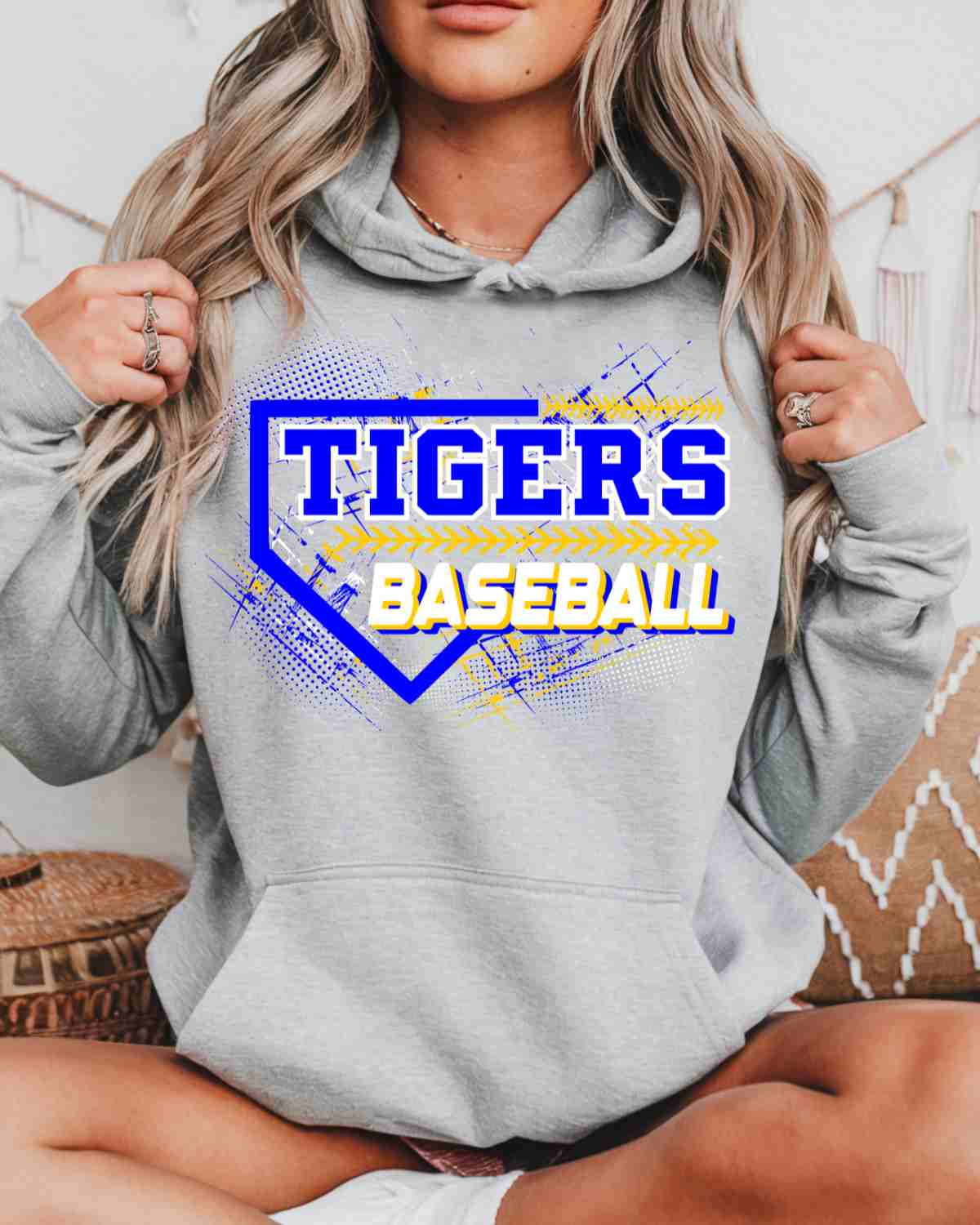 Tigers Baseball Home Plate Splatter DTF Transfer - Rustic Grace Heat Transfer Company