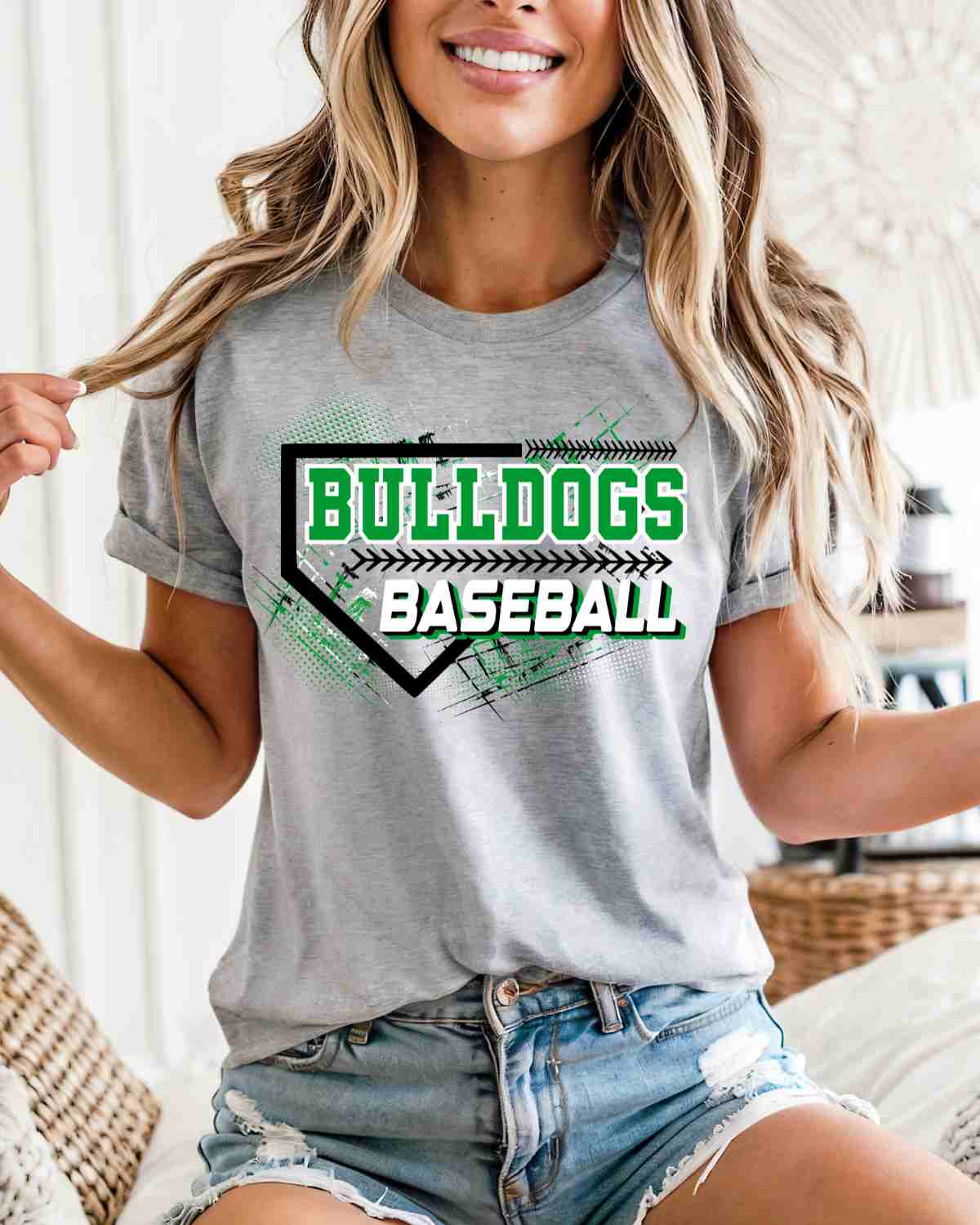 Bulldogs Baseball Grunge Plate DTF Transfer - Rustic Grace Heat Transfer Company