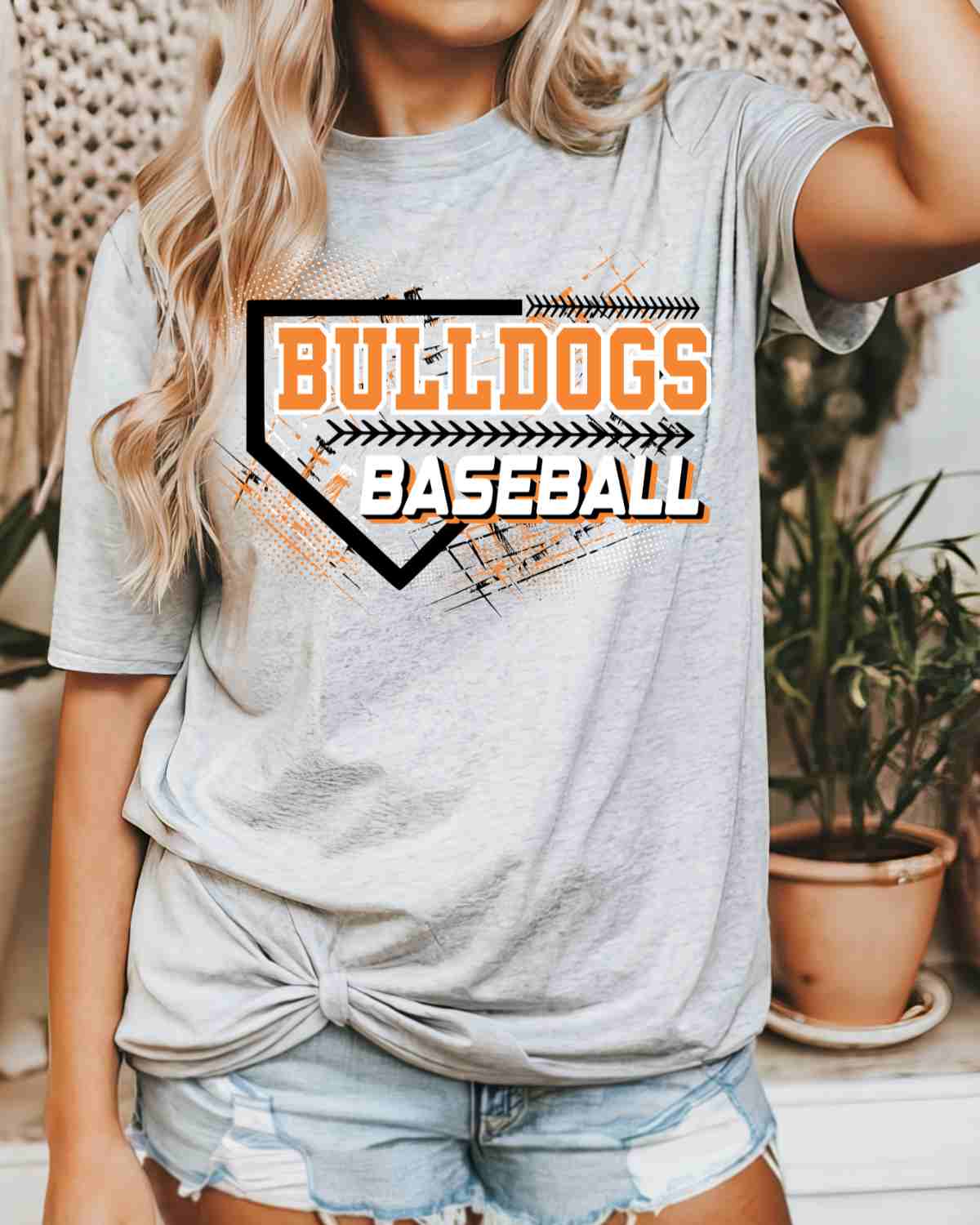 Bulldogs Baseball Grunge Plate DTF Transfer - Rustic Grace Heat Transfer Company