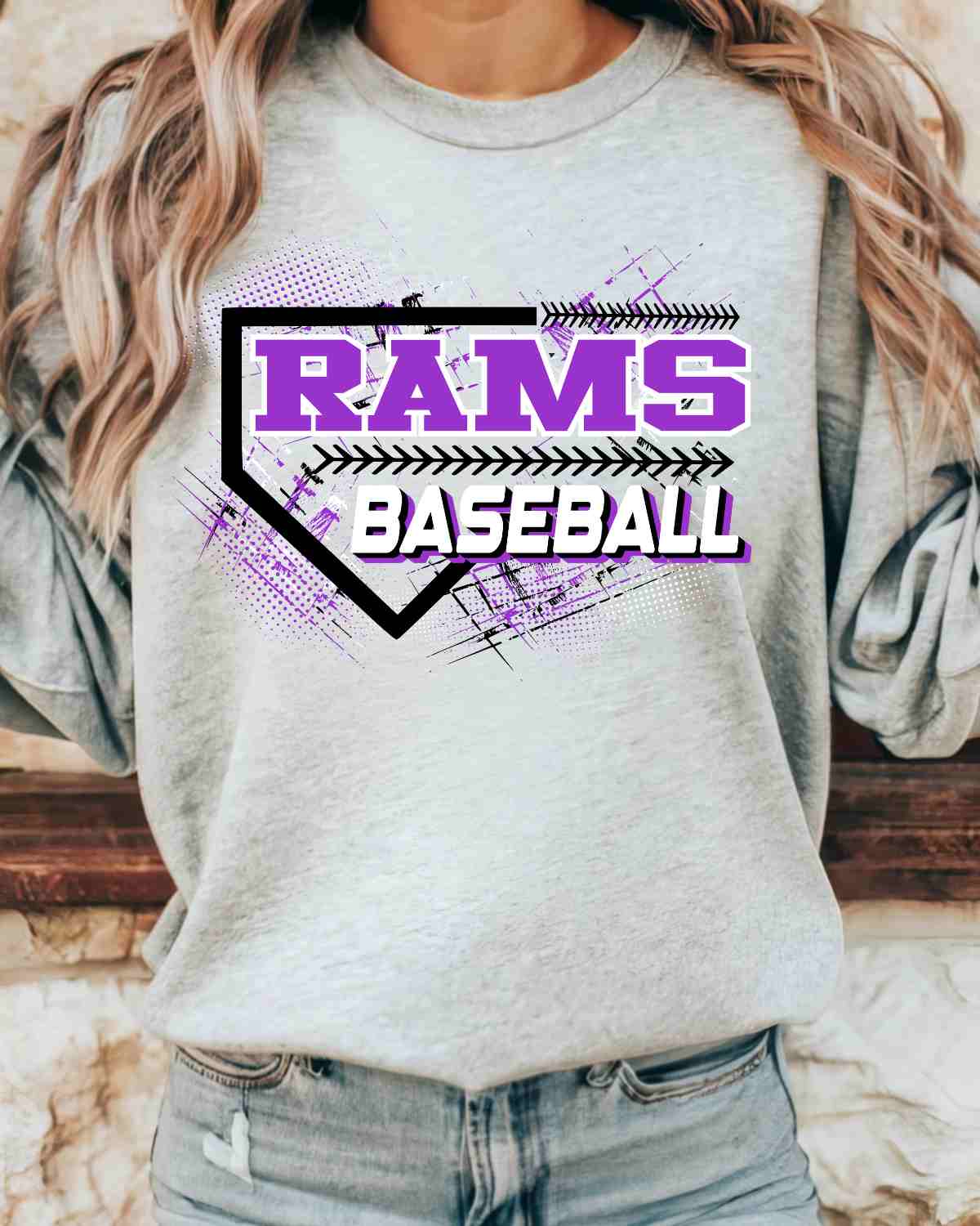 Rams Baseball Home Plate Grunge DTF Transfer