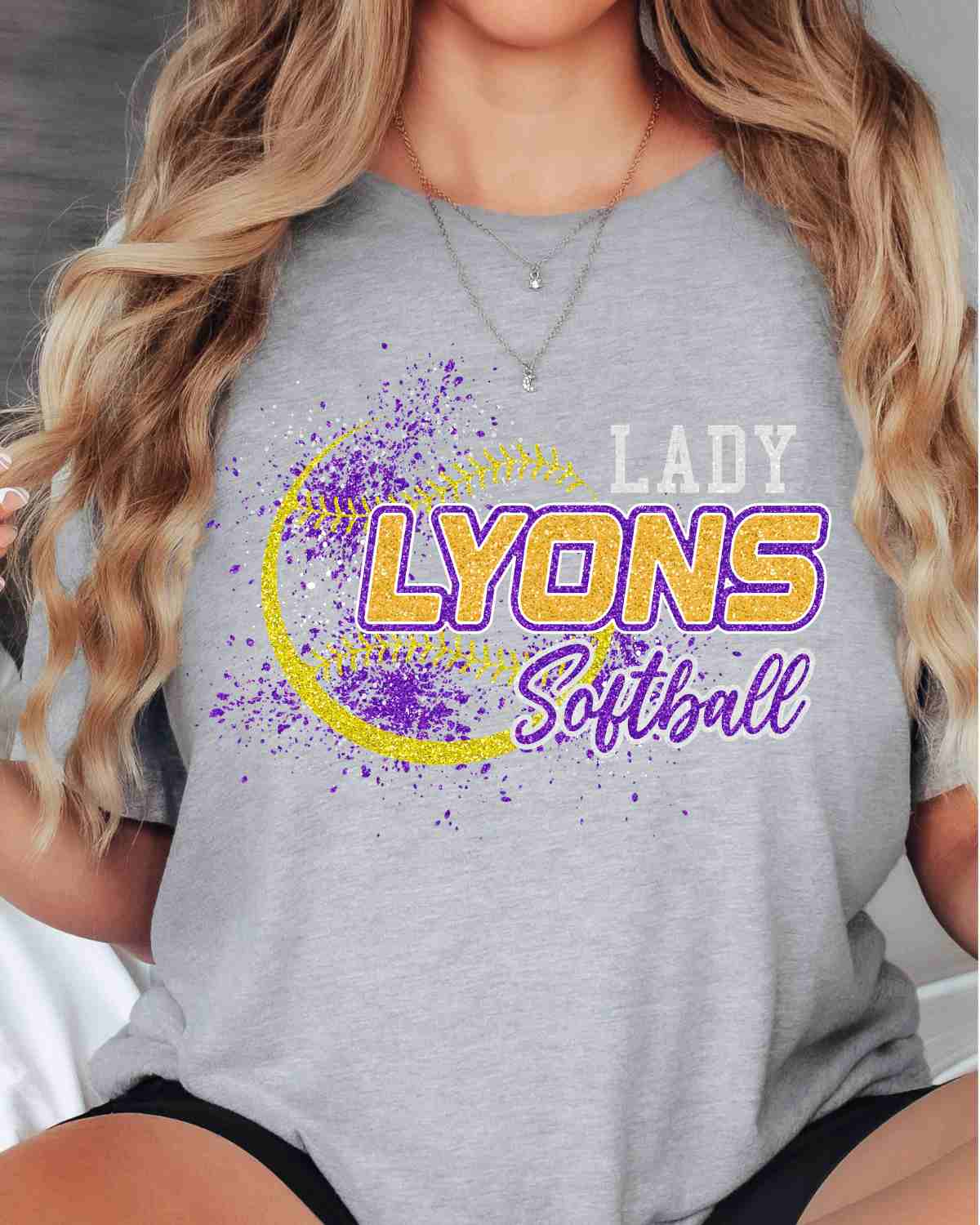 Lady Lyons Softball Splatter DTF Transfer - Rustic Grace Heat Transfer Company