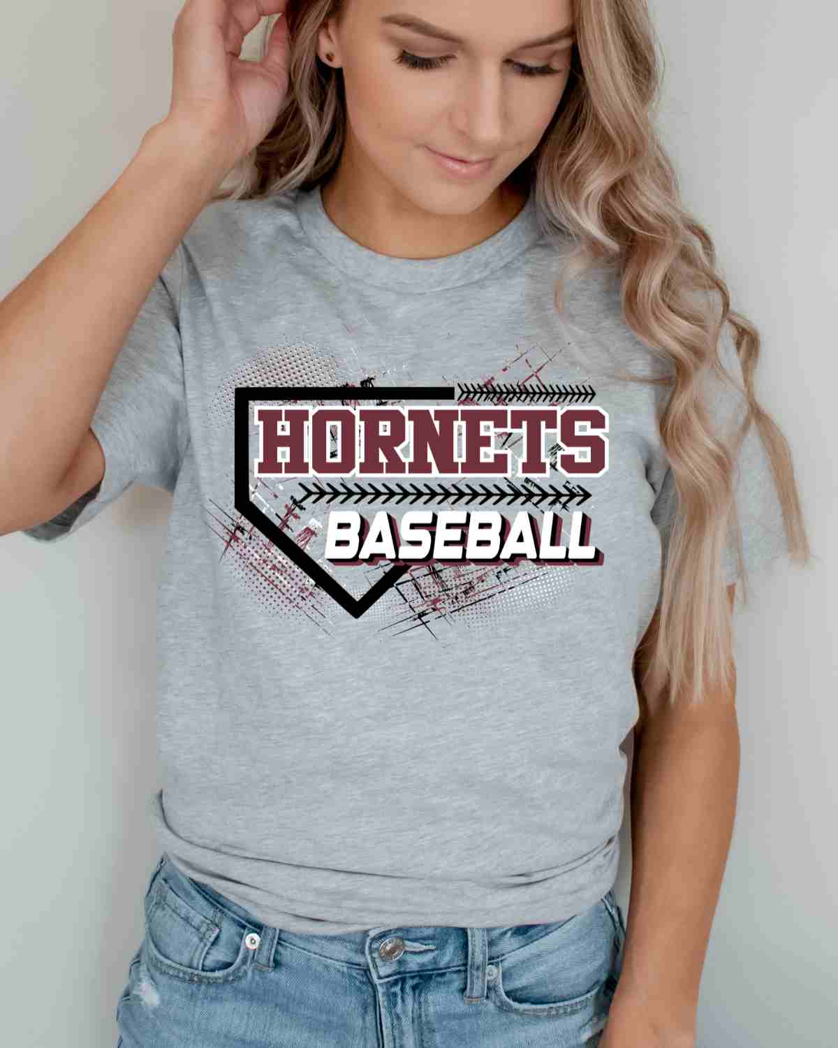 Hornets Baseball Home Plate Grunge DTF Transfer - Rustic Grace Heat Transfer Company