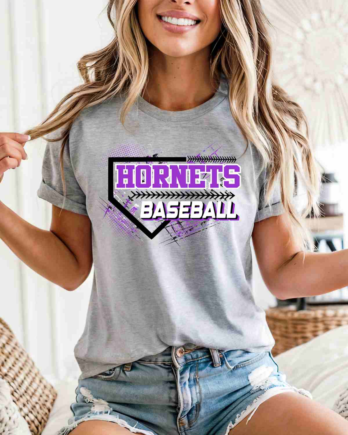 Hornets Baseball Home Plate Grunge DTF Transfer - Rustic Grace Heat Transfer Company