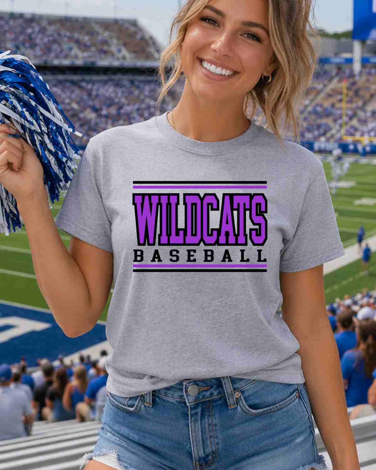 Wildcats Baseball Stripes DTF Transfer - Rustic Grace Heat Transfer Company