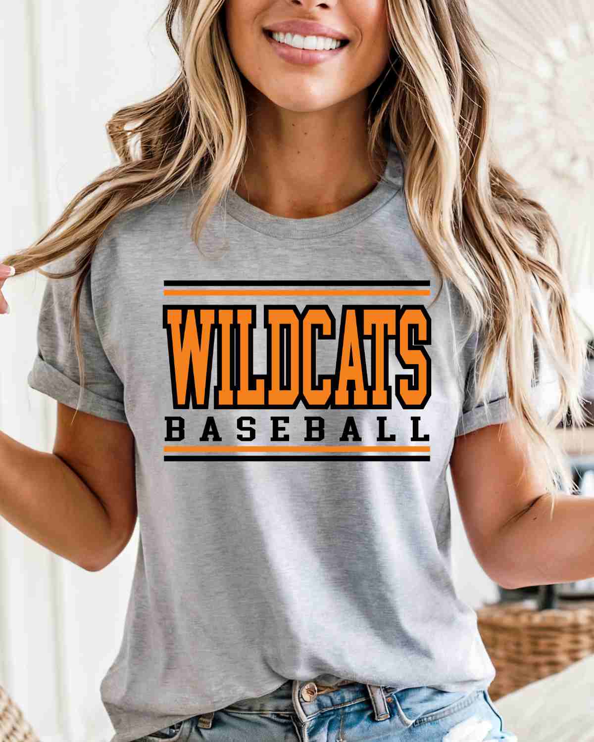 Wildcats Baseball Stripes DTF Transfer - Rustic Grace Heat Transfer Company