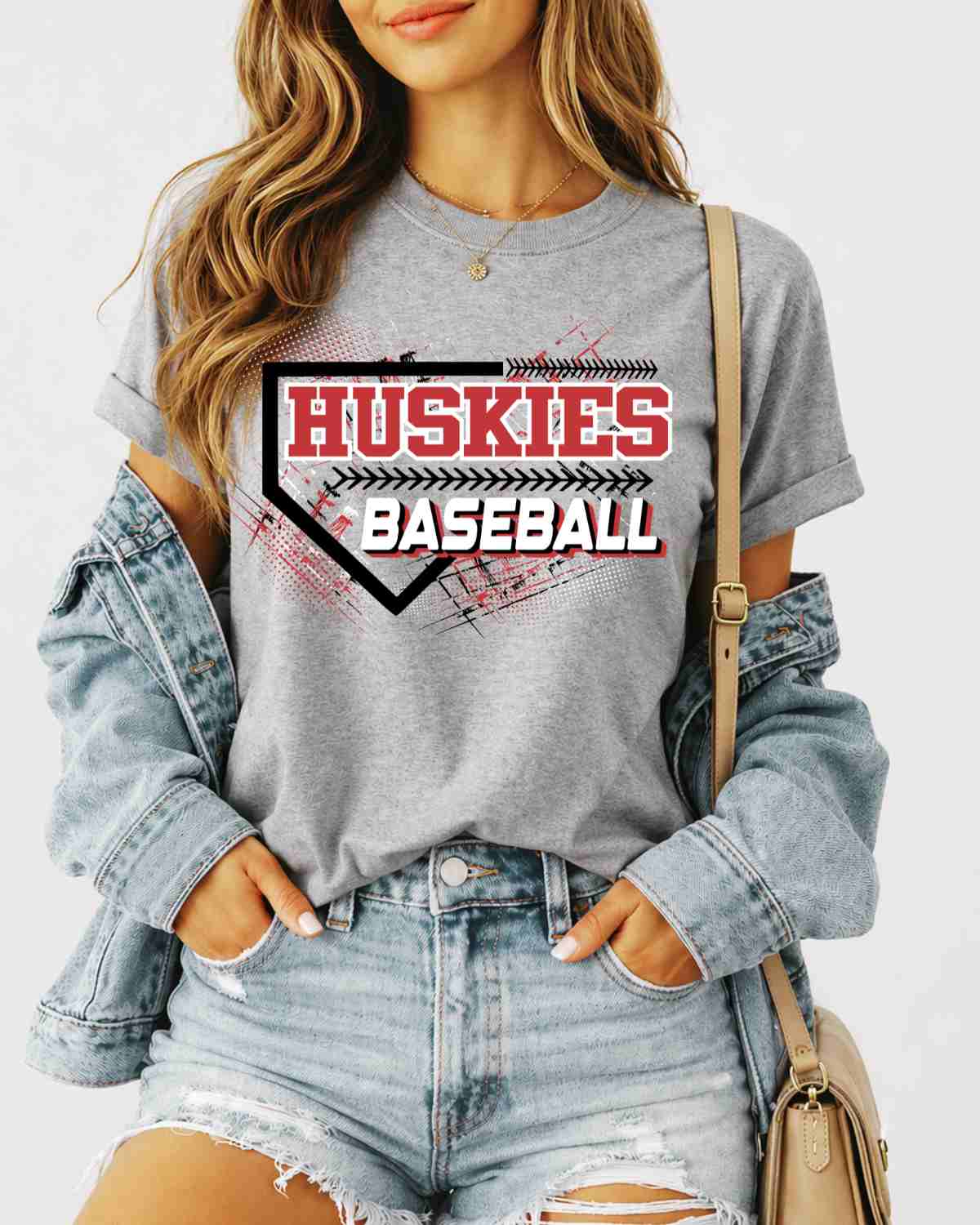 Huskies Baseball Home Plate Grunge DTF Transfer - Rustic Grace Heat Transfer Company