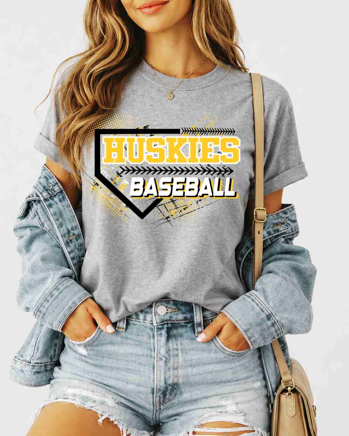 Huskies Baseball Home Plate Grunge DTF Transfer - Rustic Grace Heat Transfer Company
