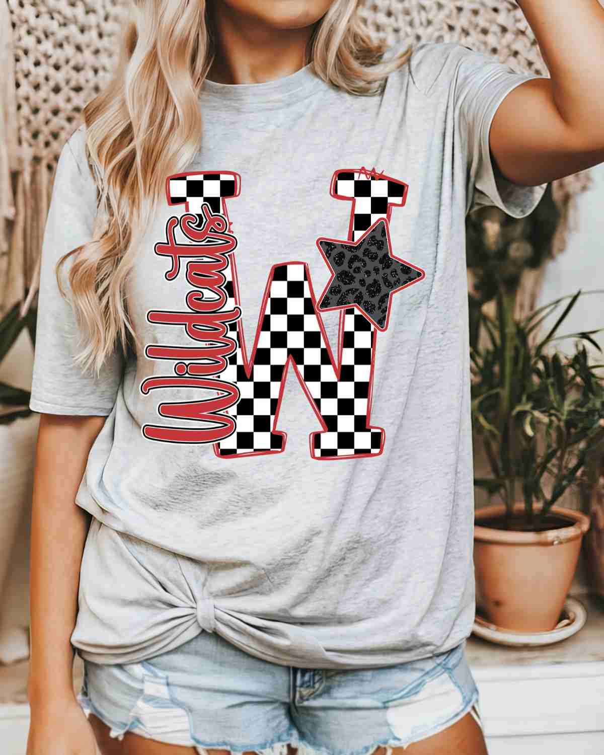 Wildcats Checkered Star Letter DTF Transfer