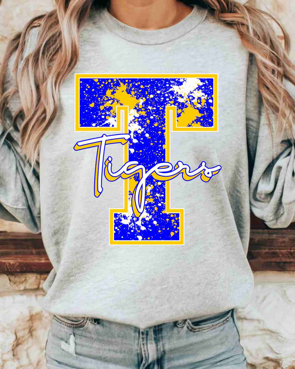 Letter T Tigers Splatter DTF Transfer - Rustic Grace Heat Transfer Company