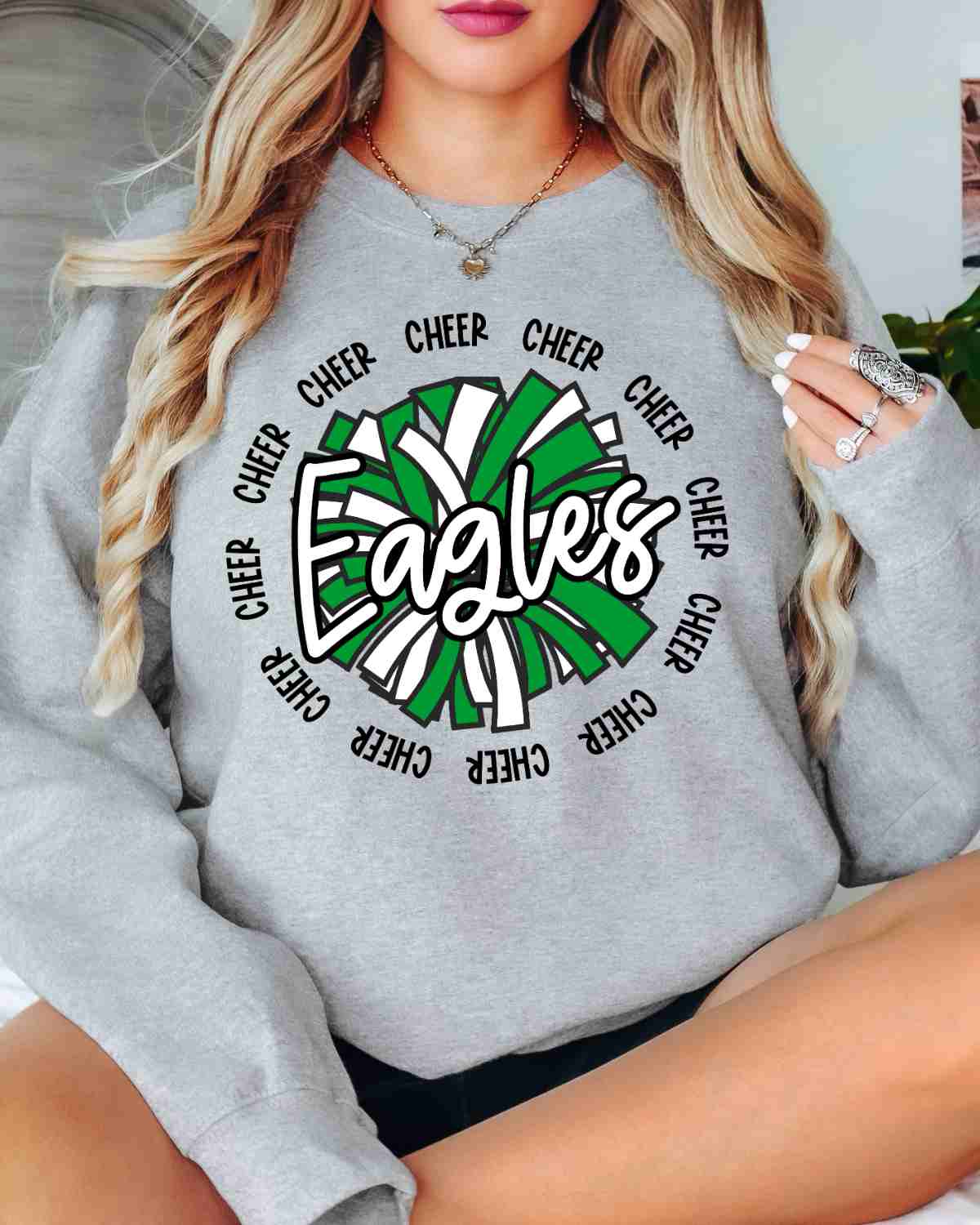 Eagles Cheer Pom Circle DTF Transfer