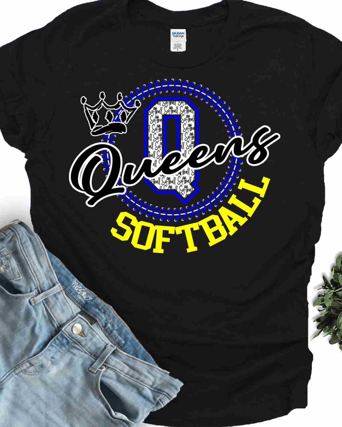 Queens Softball Lace Circle DTF Transfer