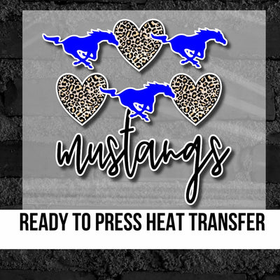 mustangs dtf transfer_school heat transfers_ready to press transfer_iron on decals_rustic grace