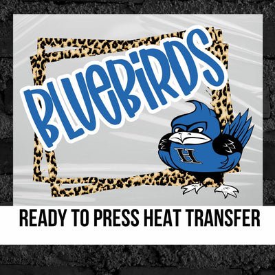 Highland Bluebirds Leopard Border DTF Transfer