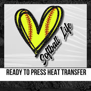 Softball Life Heart DTF Transfer