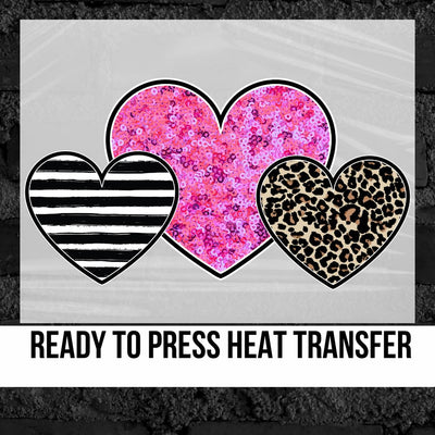 Three Hearts DTF Transfer