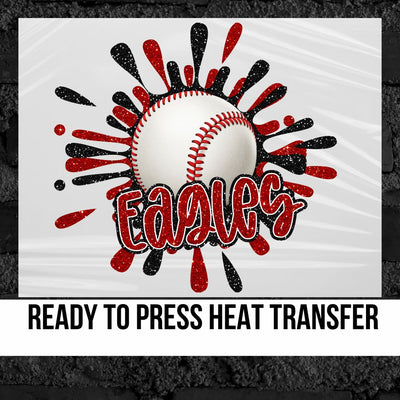 Customizable Mascot Baseball Splatter DTF Transfer