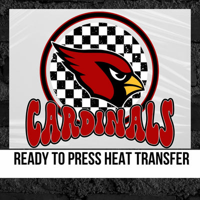 Cardinals Checkered Mascot Circle DTF Transfer