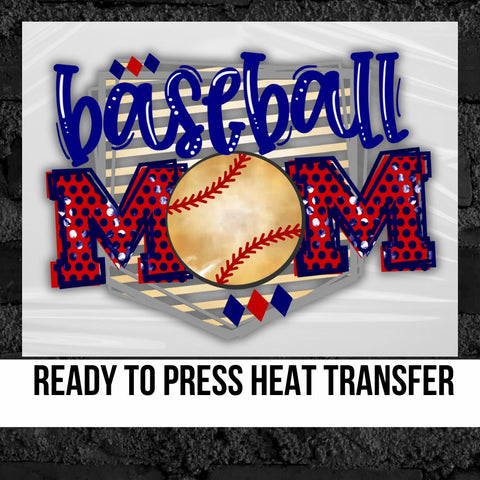 Baseball Mom Home Plate DTF Transfer