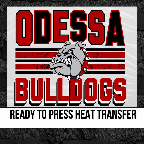 Odessa Bulldogs with Lines Mascot DTF Transfer