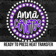 Anna Coyotes Spirit Circle Dot DTF Transfer
