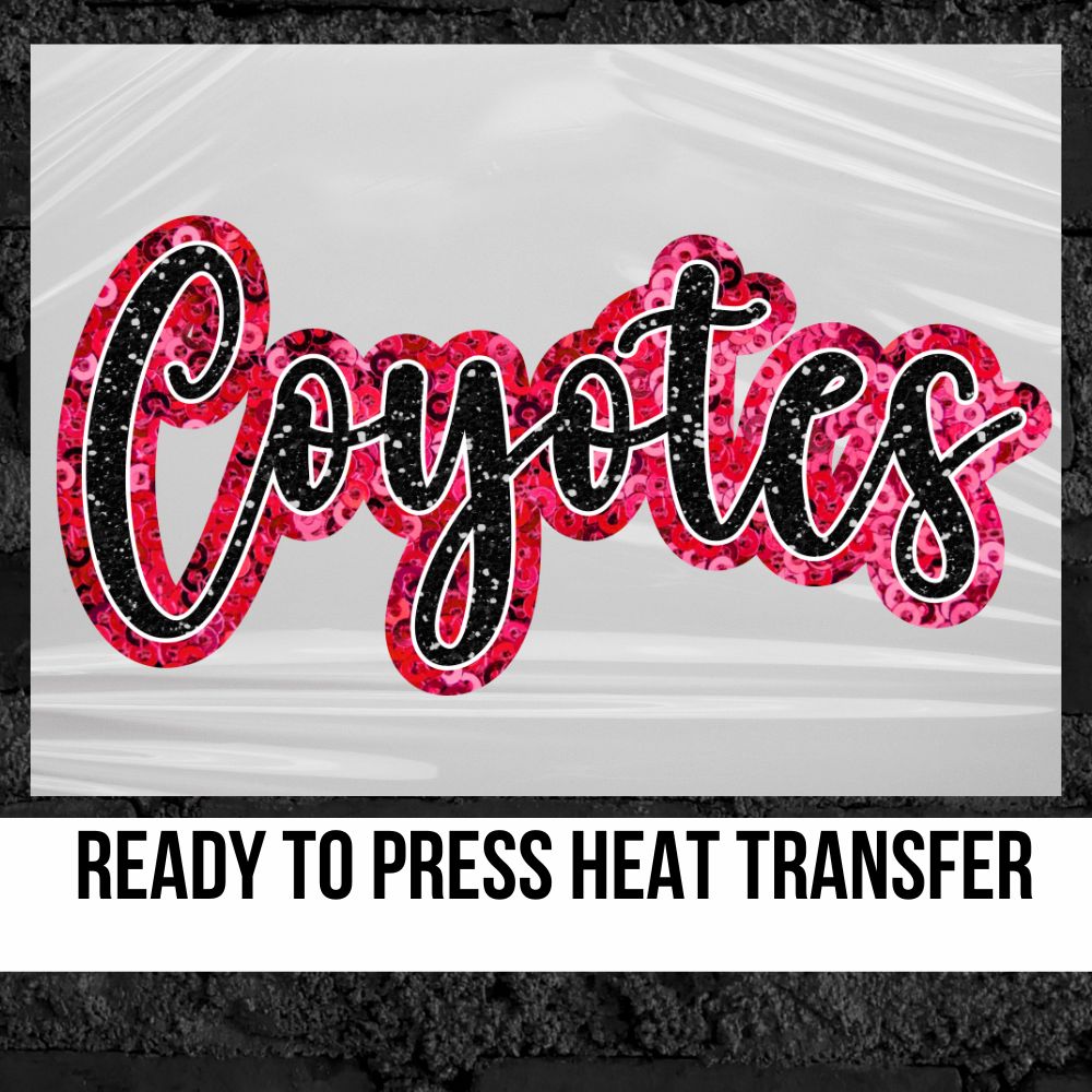 Go Yotes Script Coyotes Faux Sequin Script Word DTF Transfer โ Rustic Grace Heat ...