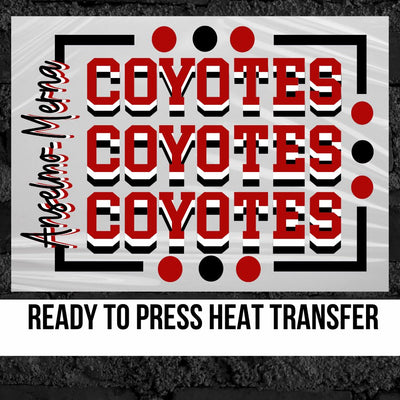 Anselmo-Merna Coyotes Rectangle with Dots DTF Transfer