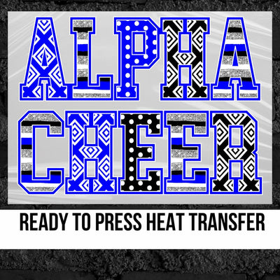 Alpha Cheer Pattern Word DTF Transfer