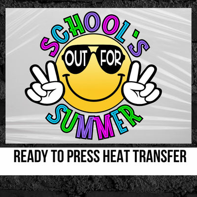 School's Out For Summer Smiley Face DTF Transfer
