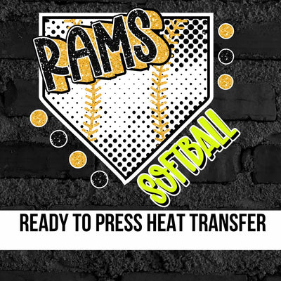 Rams Softball Home Plate DTF Transfer