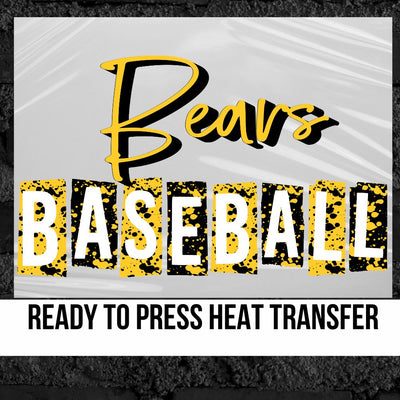 Bears Baseball Grunge Lettering DTF Transfer