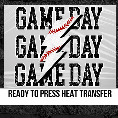 Game Day Baseball Bolt DTF Transfer