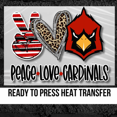 Peace Love Cardinals DTF Transfer