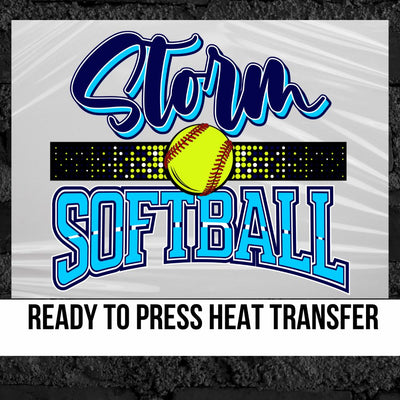 Storm Softball with Dots DTF Transfer