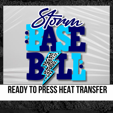 Storm Baseball with Bolt DTF Transfer